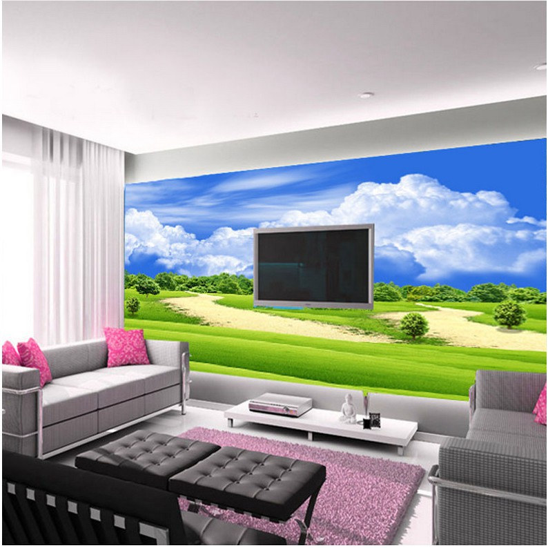 3d Blue Sky White Clouds Nature Scenery Living Room Bedroom Mural Wallpaper Can Be Customized Shopee Philippines