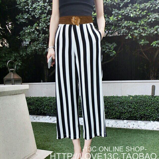 black and white striped square pants