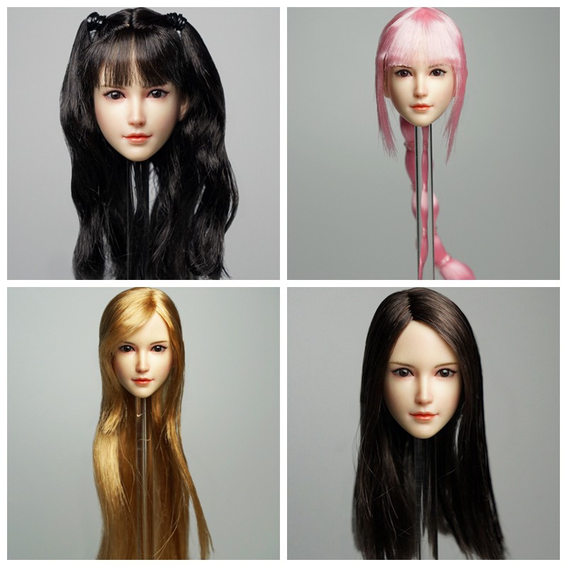 1/6 Cute Female Movable Eyes Head Carving Long Hair F 12" Ph Body Action Figure