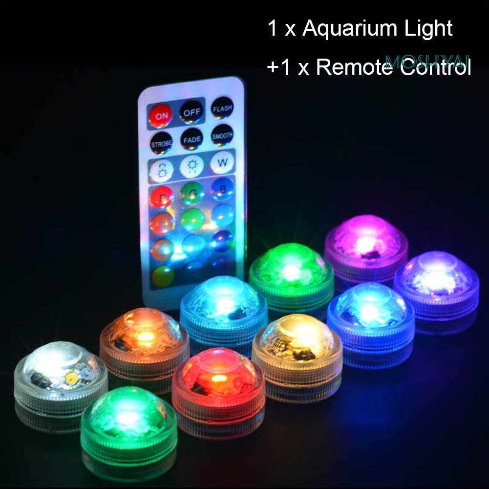 Remote Control Color Change Round Aquarium LED Light Submersible Fish Tank Lamp #1