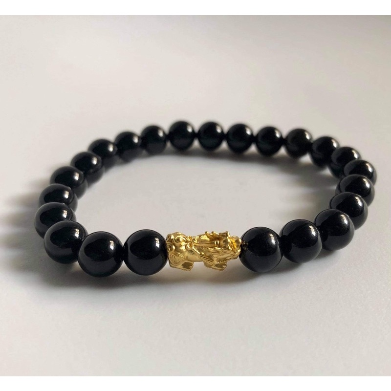 24K HK Gold Piyao in Black Onyx Bracelet | Shopee Philippines