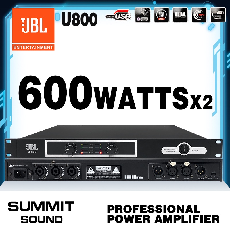 JBL Amplifier U800 Two 2 Channel Professional Digital Power Amplifier