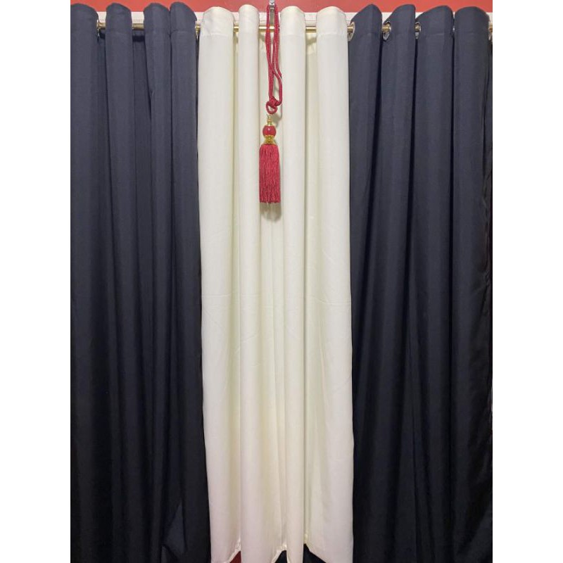 Curtains Plain Elegant 3 In 1 2 Gray, Gray And Cream Curtains