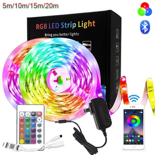 12V RGB LED Strip 5050SMD Lights 5-30M RGB Bluetooth Flexible Diode Tape Ribbon LED Light Strips With Remote + Adapter