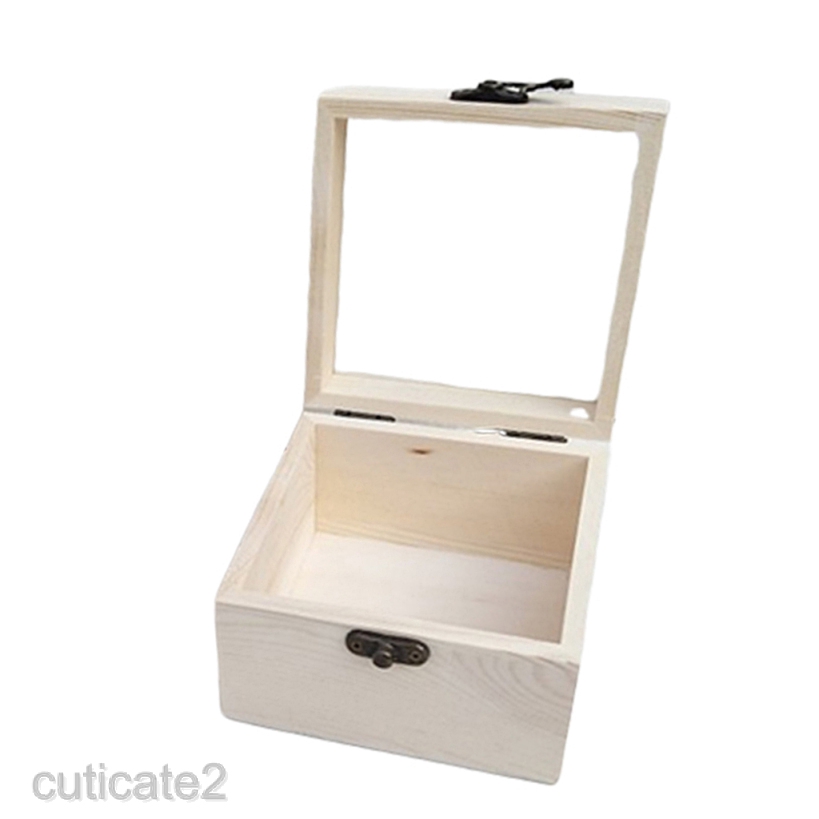 Wooden Box Glass Top Lid Hinged Jewelry /Gifts /Eternal Flower Storage