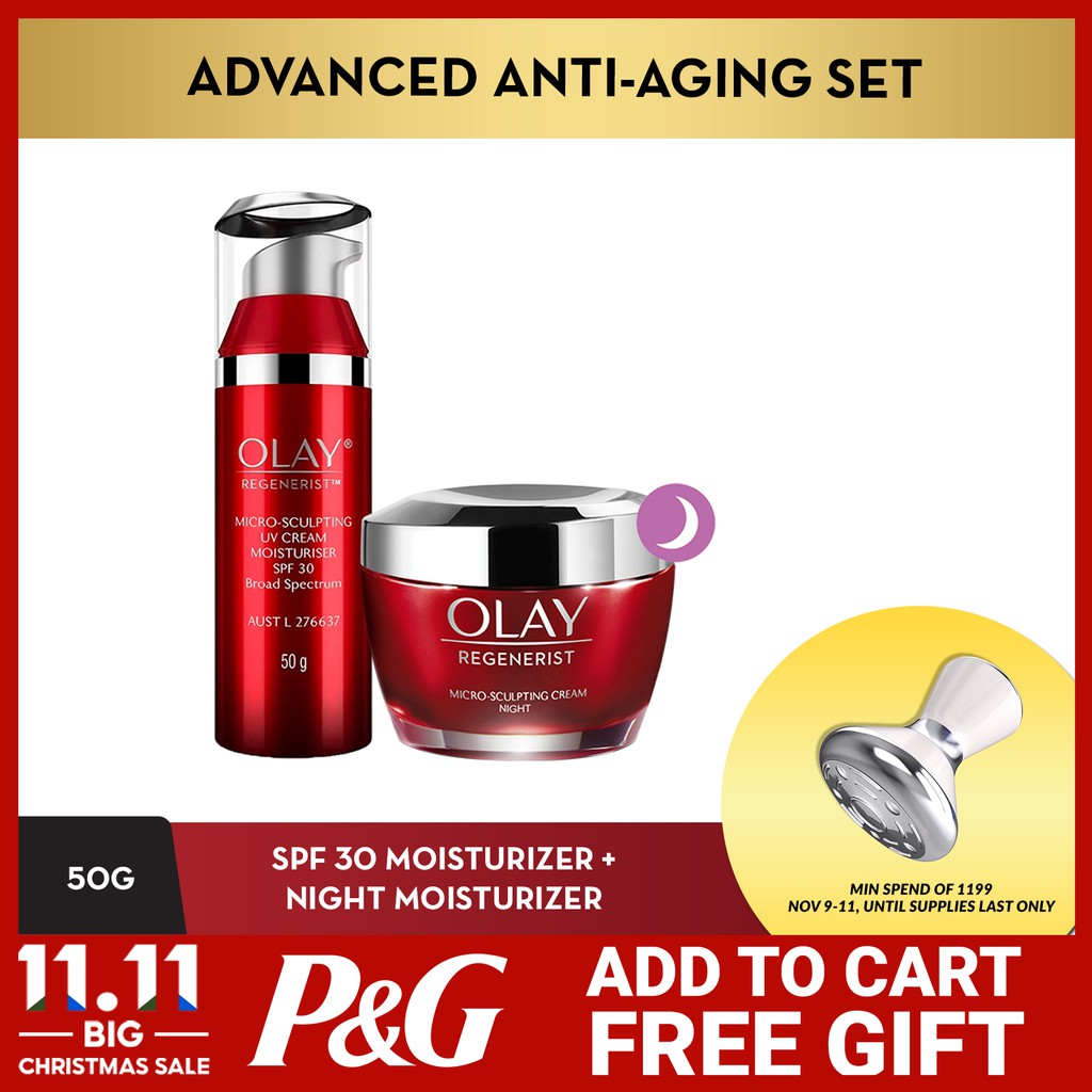 Olay Regenerist MicroSculpting Cream Moisturizer with SPF 30 50ML + Night Cream 50G (Skincare