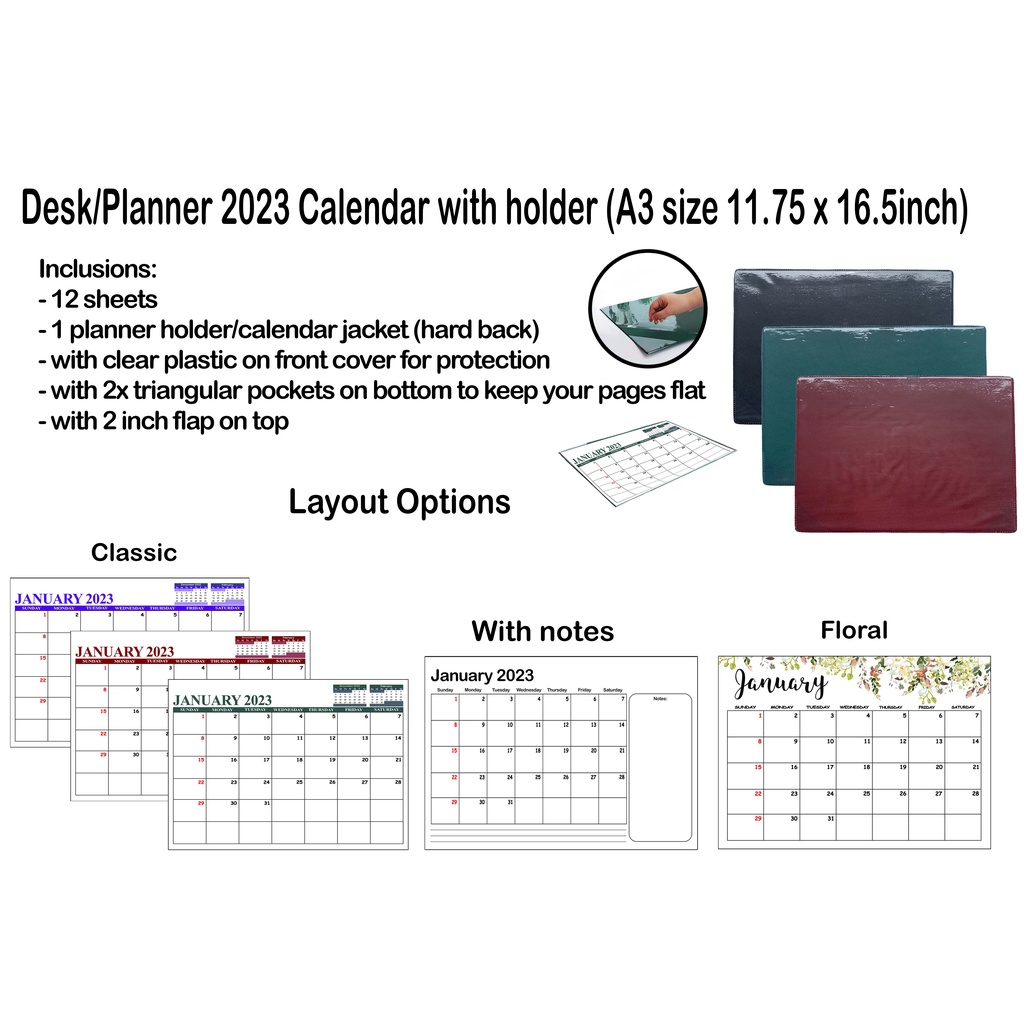 Flat Desk Calendar/Planner with holderA3 size Shopee Philippines