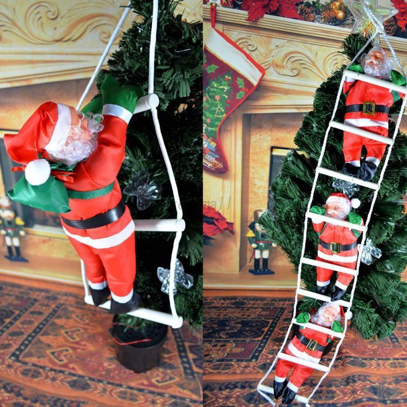 Climbing Ladder Santa Claus Christmas Figurine Decoration Ornament Christmas Decorations 60CM Climbing Rope Ladder Santa Claus Christmas Decorations Santa Claus Doll Doll Pendant 