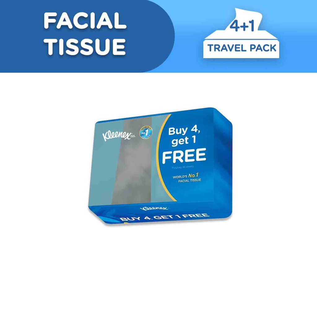 Kleenex Facial Tissue Travel Pack Large 4+1 Free | Shopee Philippines