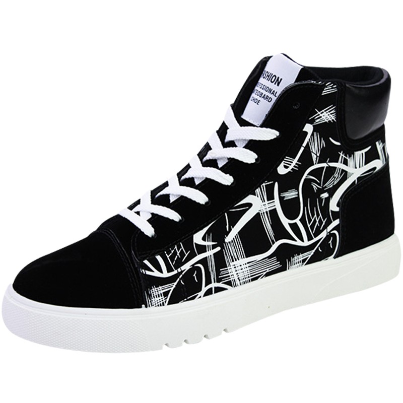 black and white high top shoes