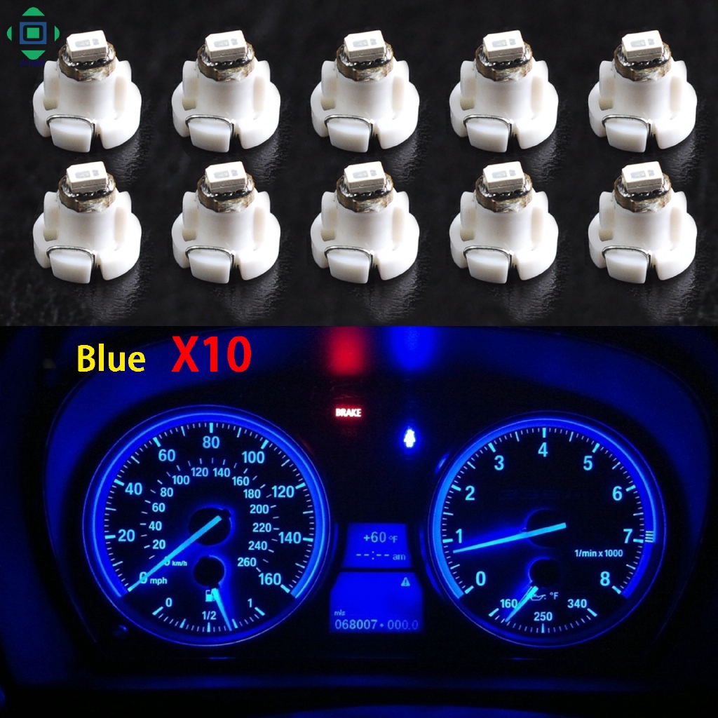 Sourcingmap 10Pcs T4.2 Blue LED Dashboard Panel Gauge Lamp Bulb for Car Interior 