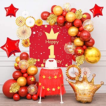 1Pcs 70*70Cm Red Gold 1St Happy Birthday Poster Background Cloth Wallpaper  Backdrop | Shopee Philippines