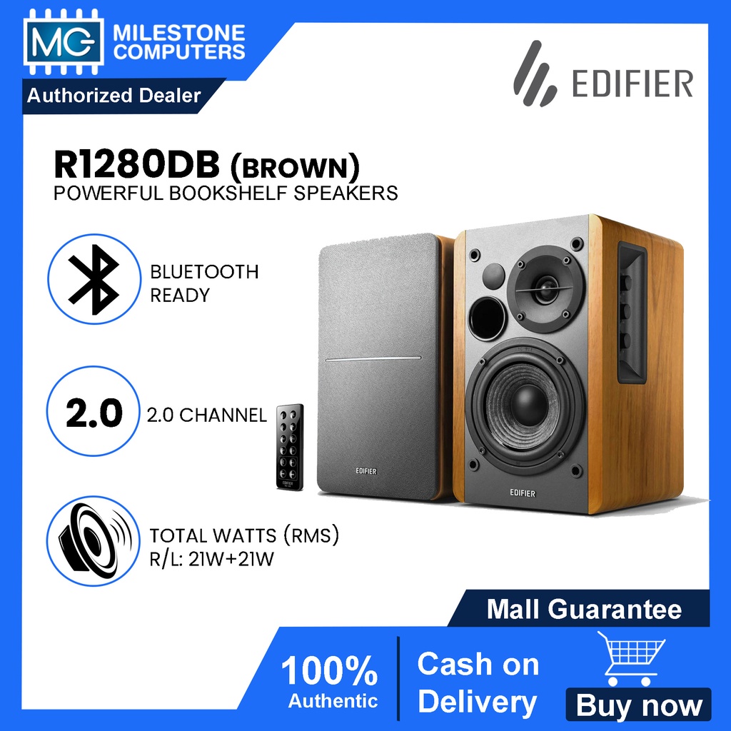 Edifier R1280DB Powered Bluetooth Bookshelf Speakers Brown Shopee
