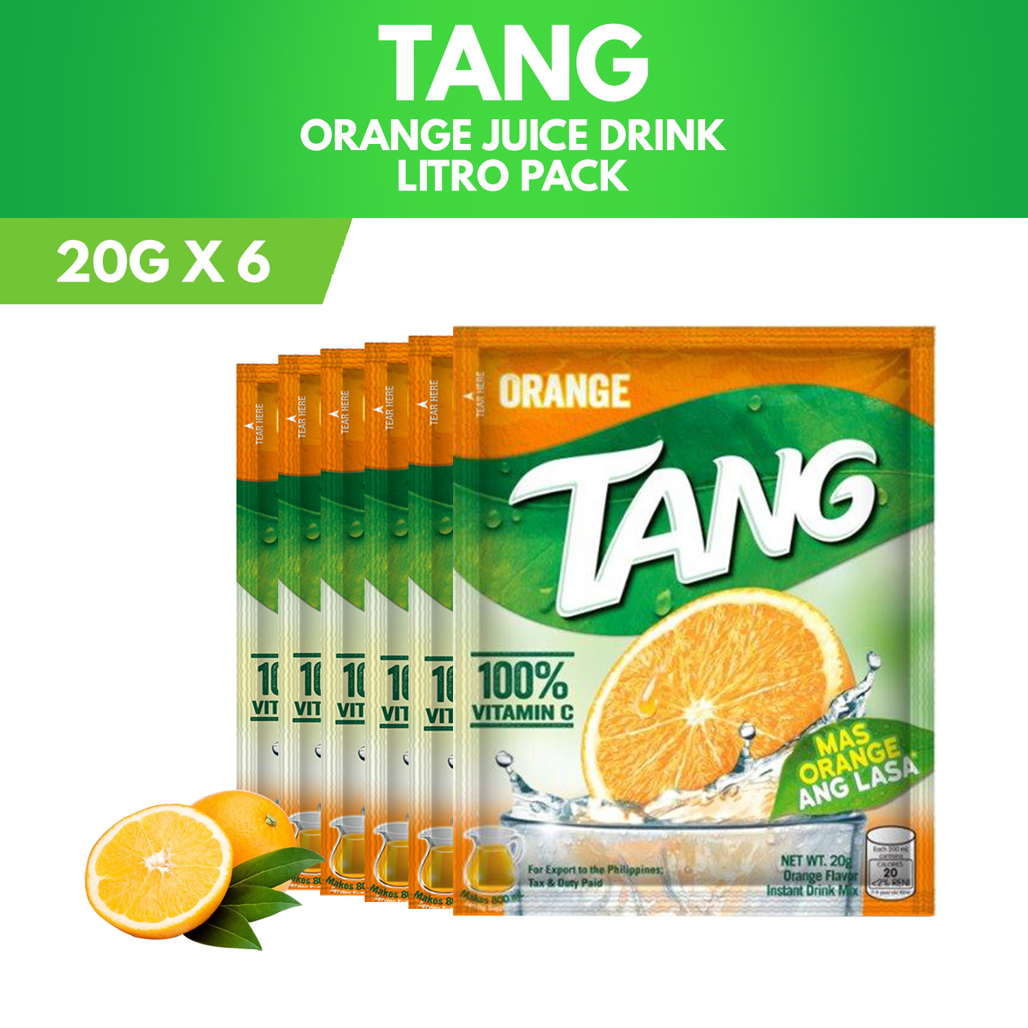 Tang Powdered Juice Orange Litro 20g Pack Of 6 Shopee Philippines