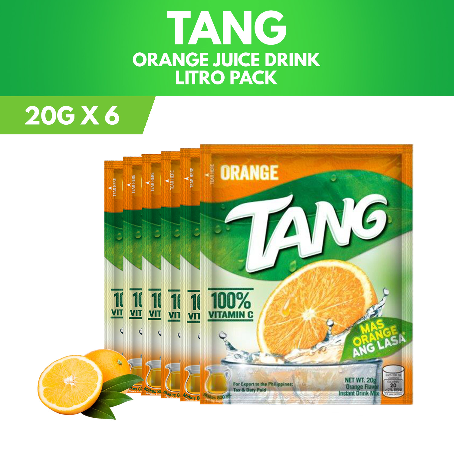 Tang Powdered Juice Orange Litro 20g Pack of 6 Shopee Philippines