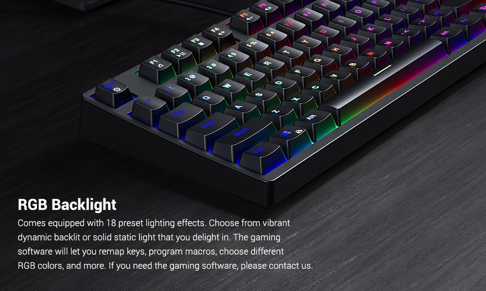AUKEY KM-G14 Mechanical Keyboard LED Backlit Gaming Keyboard with Blue ...
