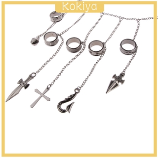 Anime Hunter x Hunter Kurapika 5 Ring w/ Charms Chain Bracelet Cosplay ...