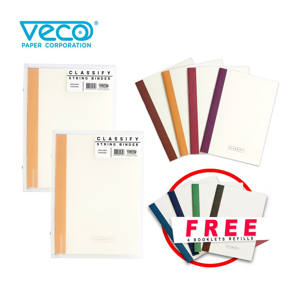 Veco 2pcs Classify String Binder + 1 set Binder refill + FREE 1 set