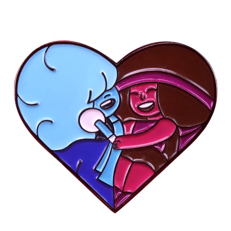 Ruby Sapphire enamel pin Steven Universe brooch love heart badge