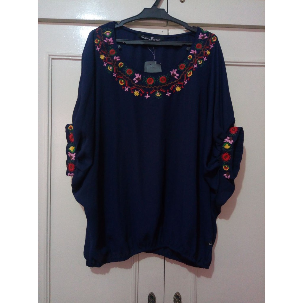 Kamiseta Loose 3/4 Top (Navy Blue) - Large | Shopee Philippines