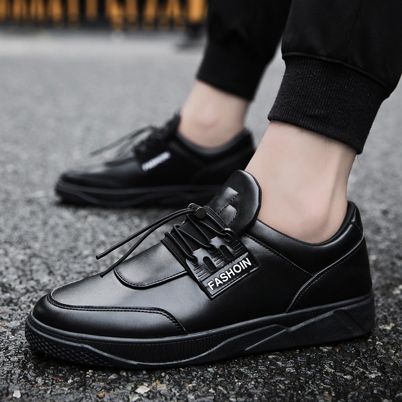 black leather non slip shoes