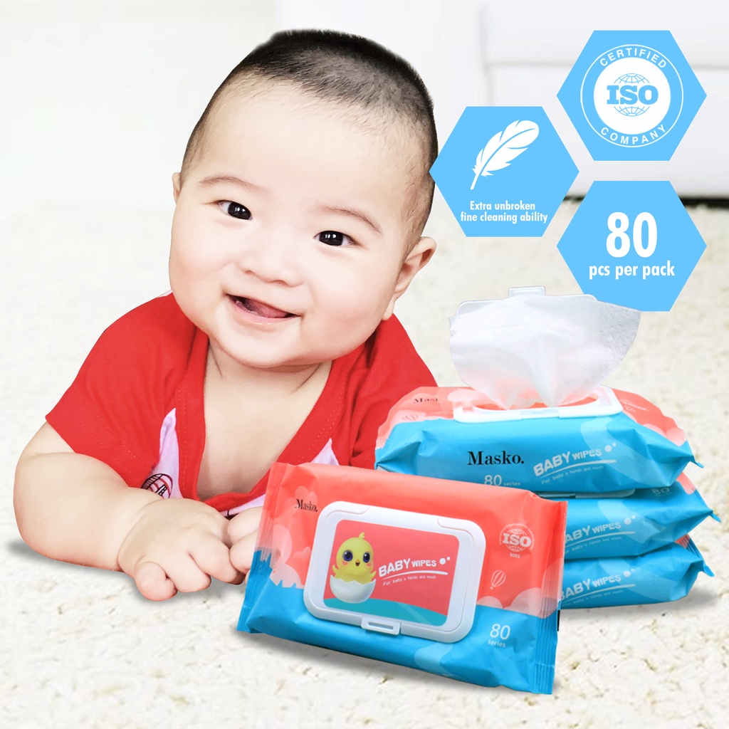 Organic Baby Wipes 80 Pcs Per Pack 99% Water Hypoallergenic (Non-Alcohol-wet wipes) #1