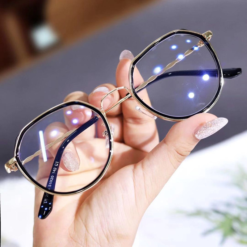 Fashion Round Anti-radiation Glasses Anti-blue Metal Frame ...