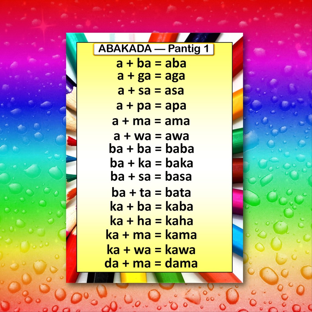 Abakada Educational Chart Laminated Chart For Kids Unang Hakbang Sa