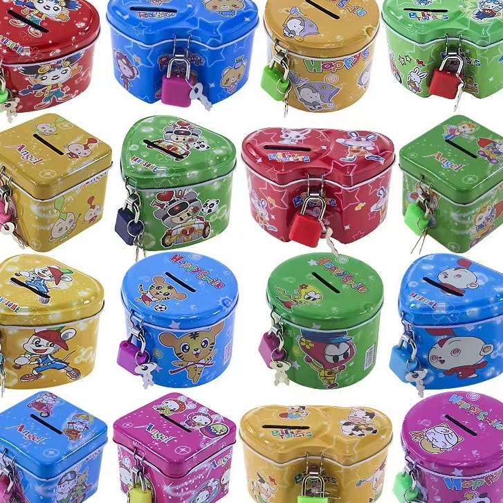 Mini Alkansya with Lock and Key Coin bank Cute Piggy Bank Money Box