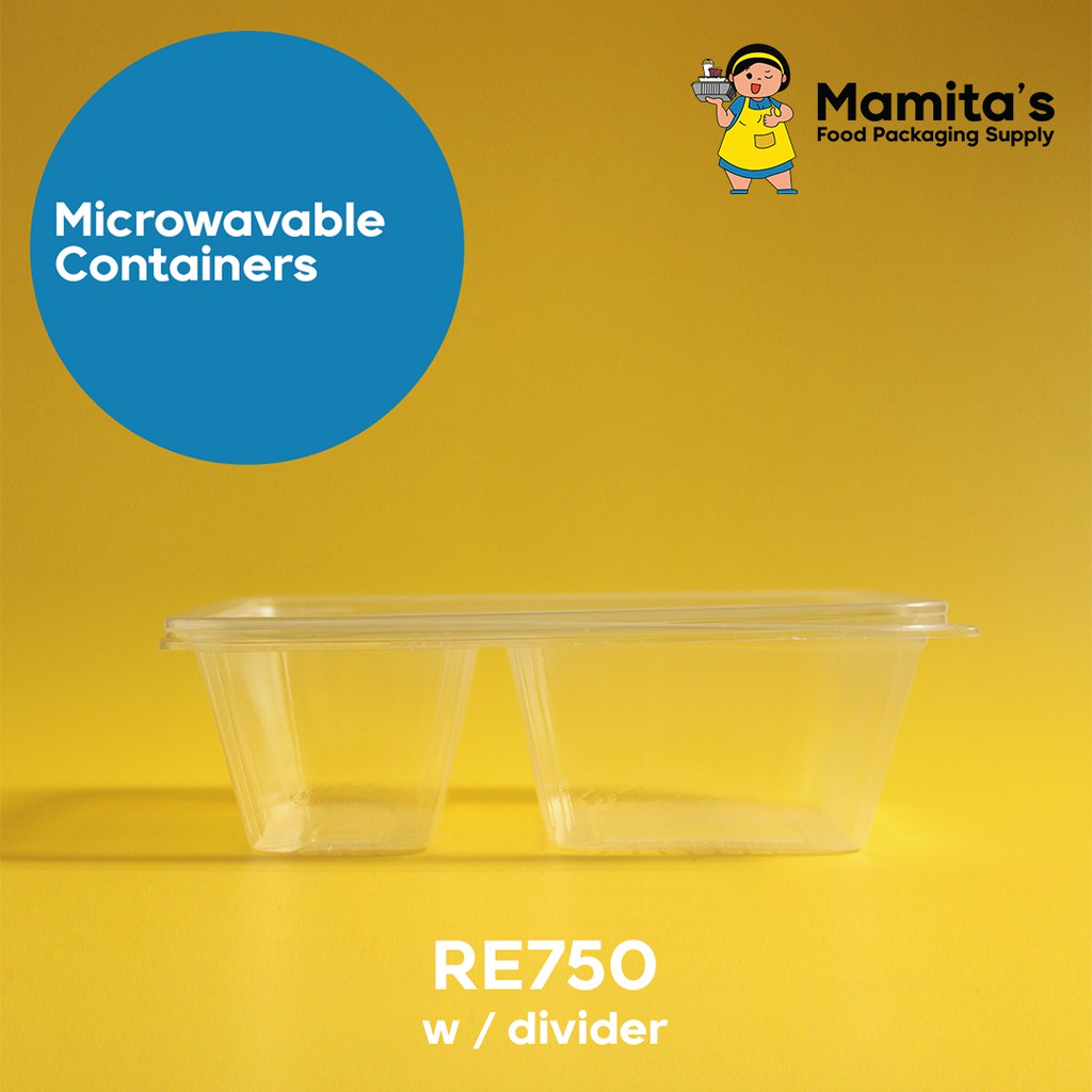 Microwavable Container with Divider (Rectangle) (10pcs/pack) Shopee
