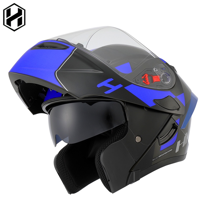 HNJ 852 Men Full Face Motorcycle Helmets Dual Visor(BuiltIn Sun Visor