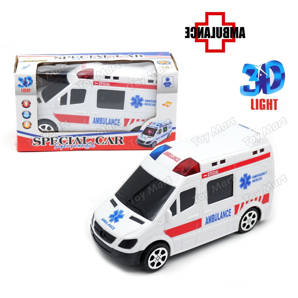 NEW Ambulance / Police Rescue Bump Go Car Light Sound Battery Operated ...