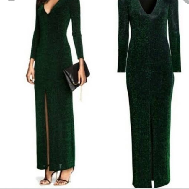 h&m green long dress