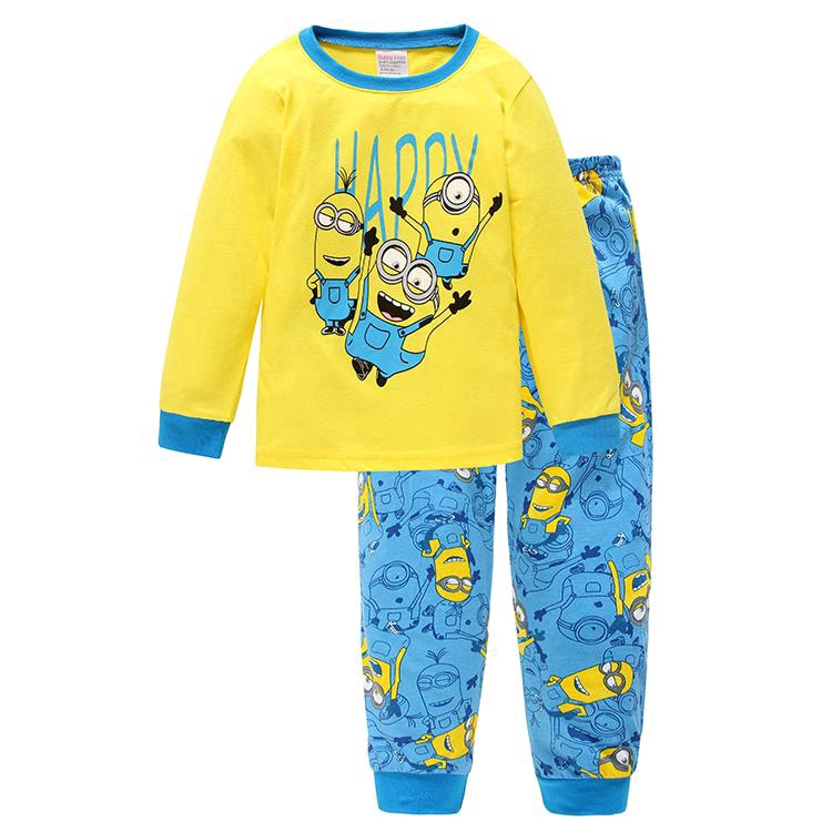 Boys Girls Cartoon Minion Pajamas Despicable Me Cotton Baby Clothes Set Unisex Kids Sleepwear 2Y-7Y