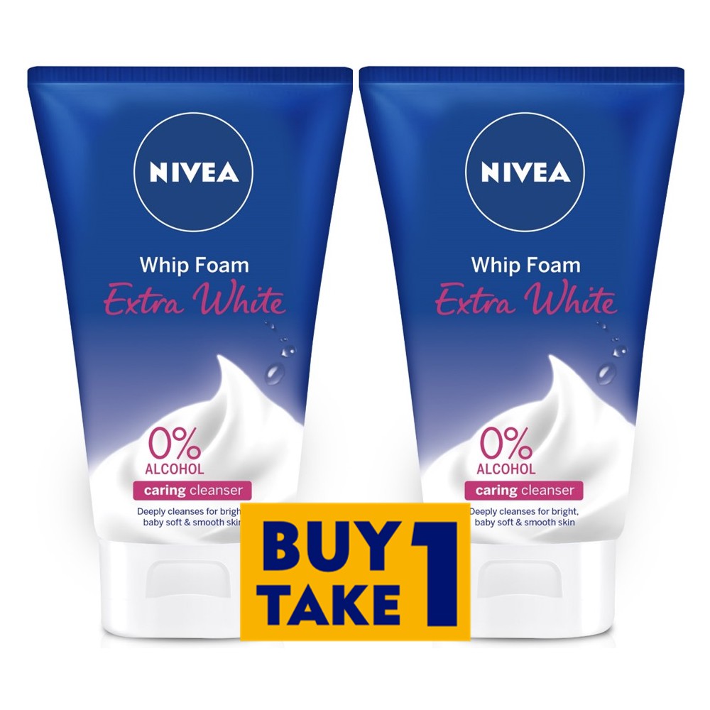 NIVEA Extra White 0 Alcohol Whip Foam 100ml Buy 1 Take 1 Bundle Pack
