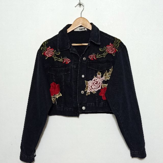 cropped coloured denim jacket