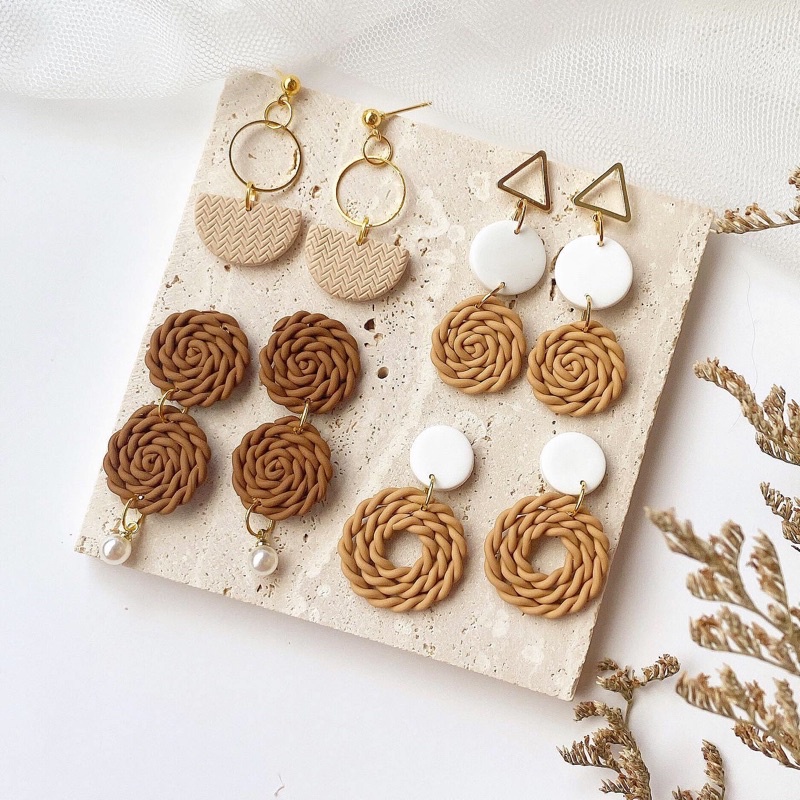 Basket Clay Earrings|Basket Weave Earrings|Clay Earrings