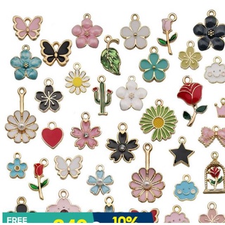 CHARMS 10pcs Rose Flower Shape Pendant with Zinc Alloy Material for Making Bracelet Jewelry