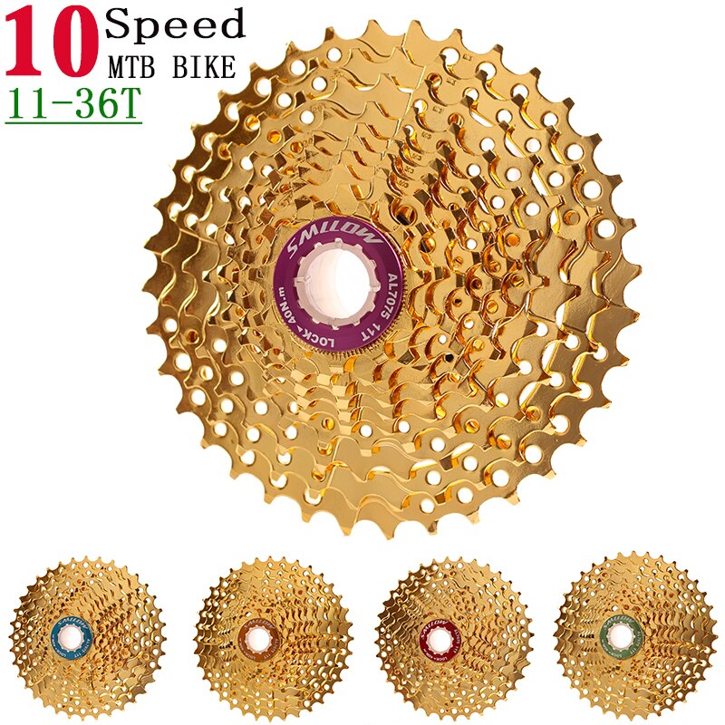 SMLLOW MTB 10 Speed 10s Cassette 11-36 T Gold Golden Freewheel 