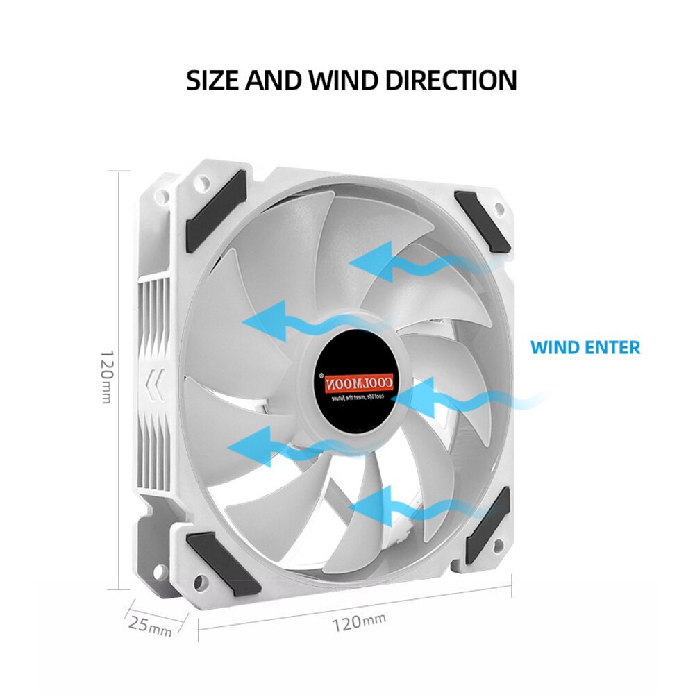 120mm PWM ARGB PC Case Fan Quiet 4 Pin Addressable RGB Cooling Fan for