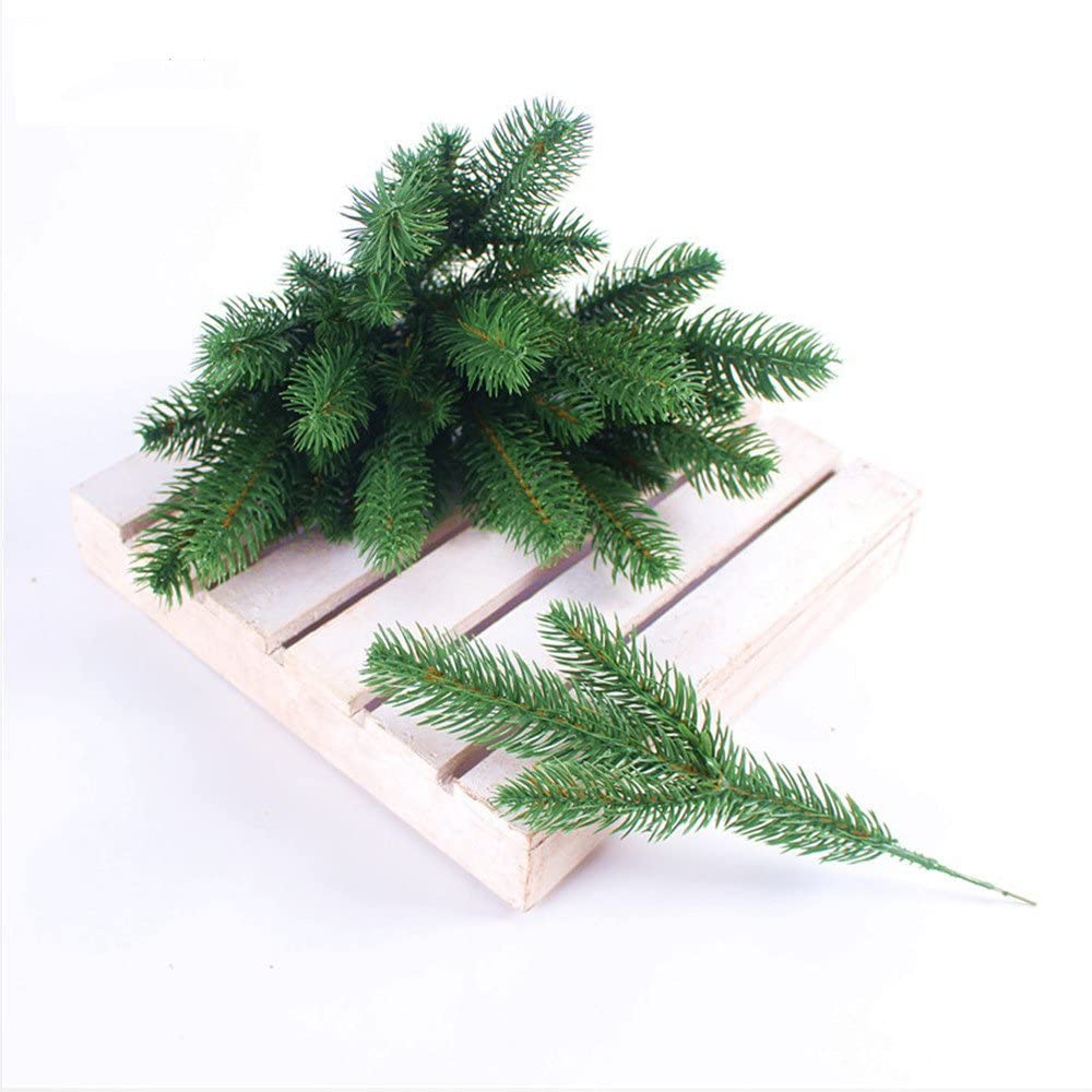 Alexsix 10/30/50 PCS Artificial Pine Branches,Green Plants Pine Needles DIY Accessories for Garland Wreath Christmas Embellishing and Home Garden Decor 