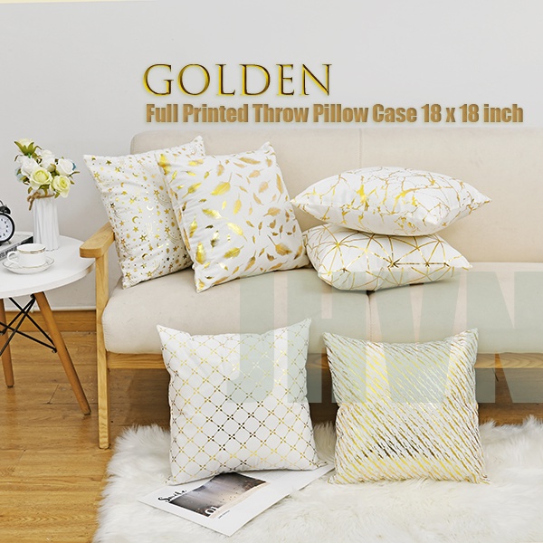 Gold Stamping Throw Pillow Cases Soft Square Decorative Cushion Covers