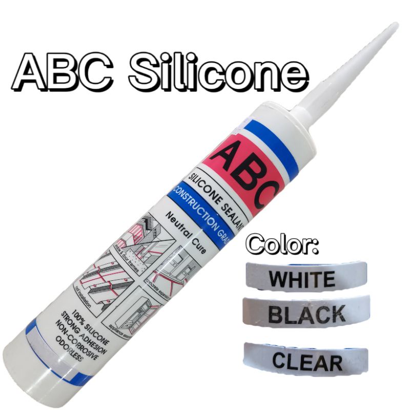 ABC Sealant Silicone 300ml White/Black/Clear Strong Adhesive Original Shopee Philippines