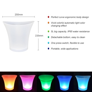 5L High Capacity LED Light Lamp ICE Bucket Curve Design Automatic Color Changing Battery Powered Operated IP65 Water Res #2