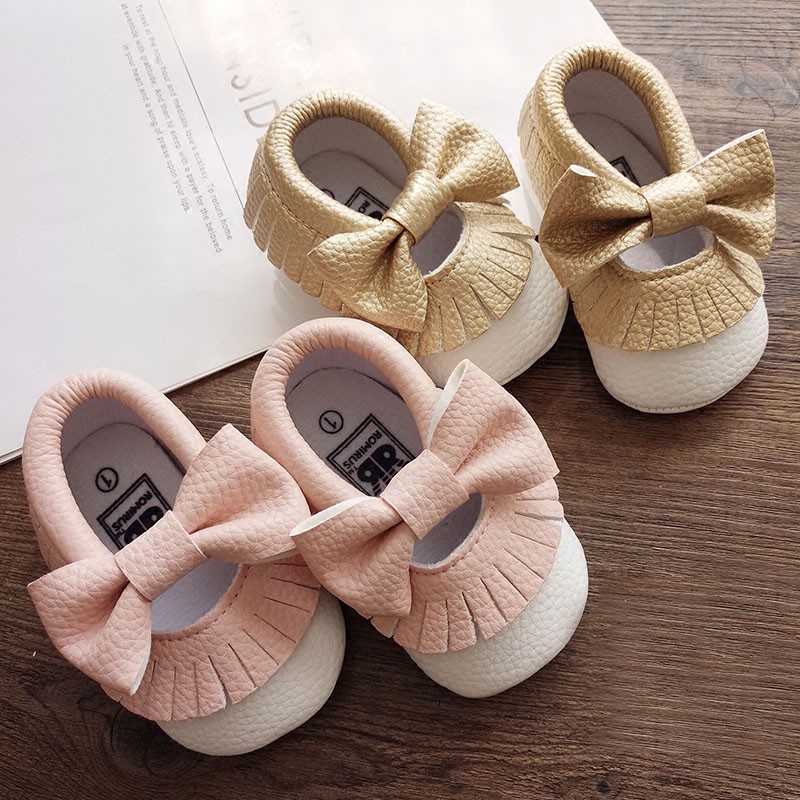 Baby Soft Sole Leather Crib Shoes Moccasin Prewalker Shopee