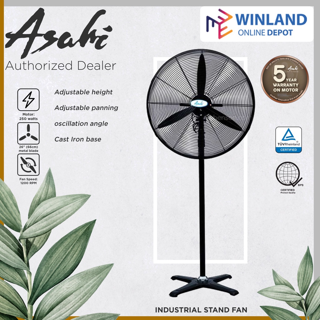 Asahi By Winland Pf 2601 Industrial Electric Stand Fan 26 Inch Shopee