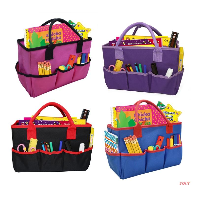 sour Art Craft Organizer Bag Handheld Storage Tote Bag with 6 Pockets