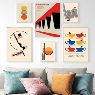 Bauhaus Industrial Style Posters and Abstract Geometric House Poster Coffee Cup Wall Art Pictures for Living Room Decor #1