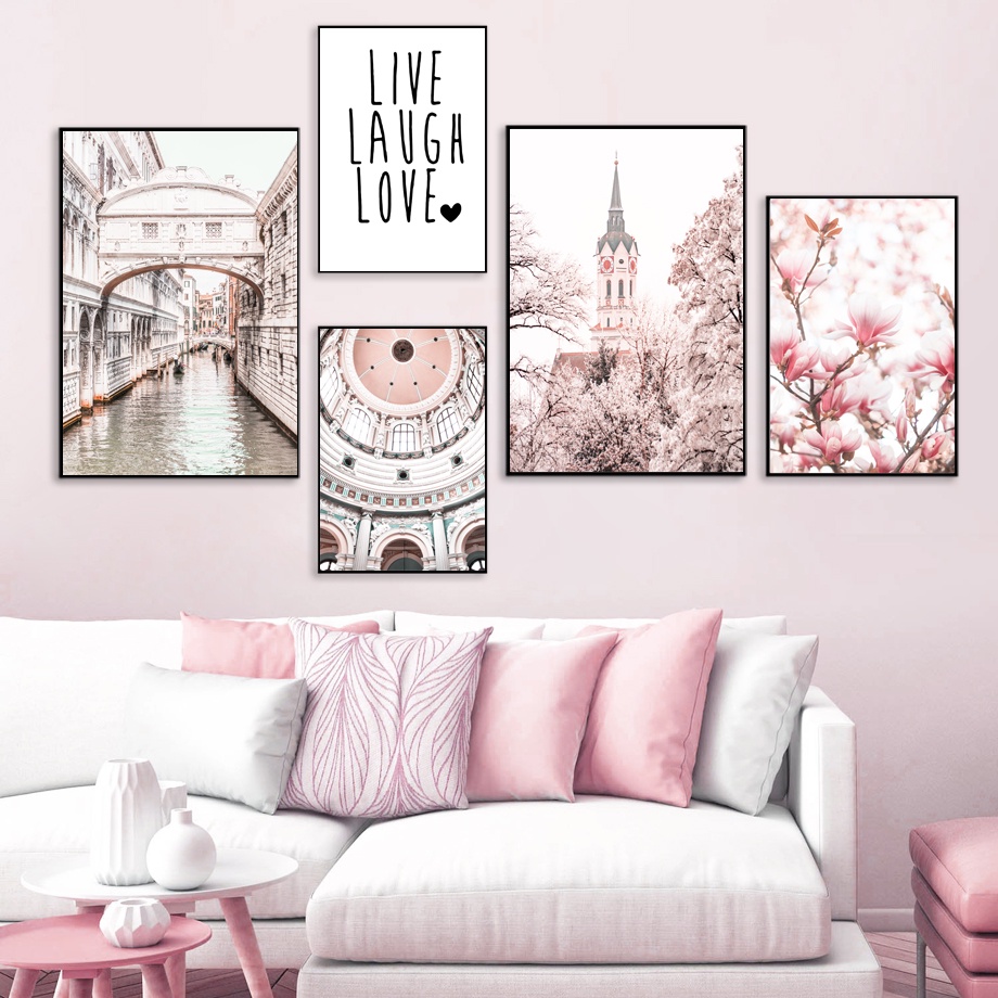 Frames Venice City Magnolia Flower Church Beach Wall Art Canvas Painting Nordic Posters And Prints Wall Pictures Home