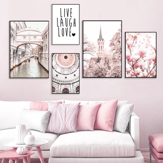 Frames Venice City Magnolia Flower Church Beach Wall Art Canvas Painting Nordic Posters And Prints Wall Pictures Home #3